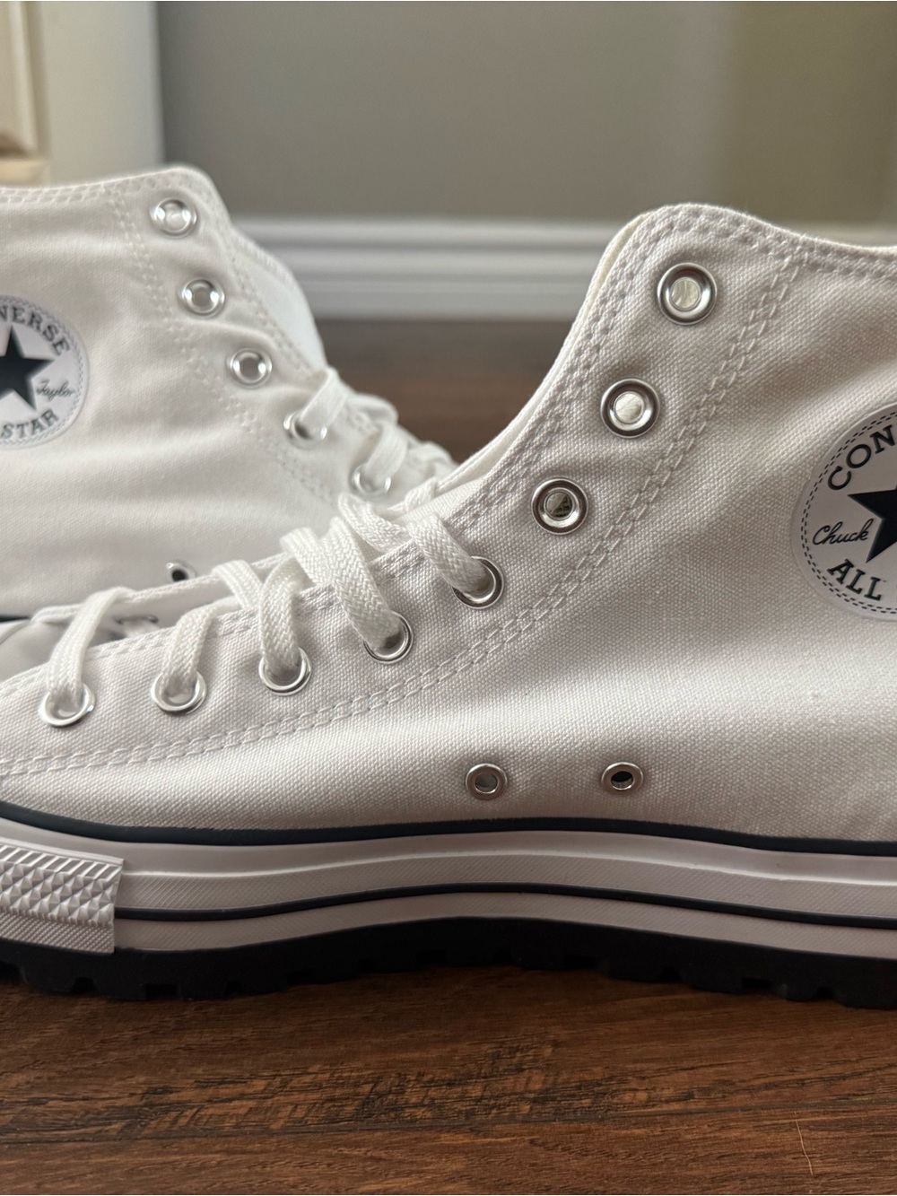 Converse Kids White High-Top Sneakers with Black Trim